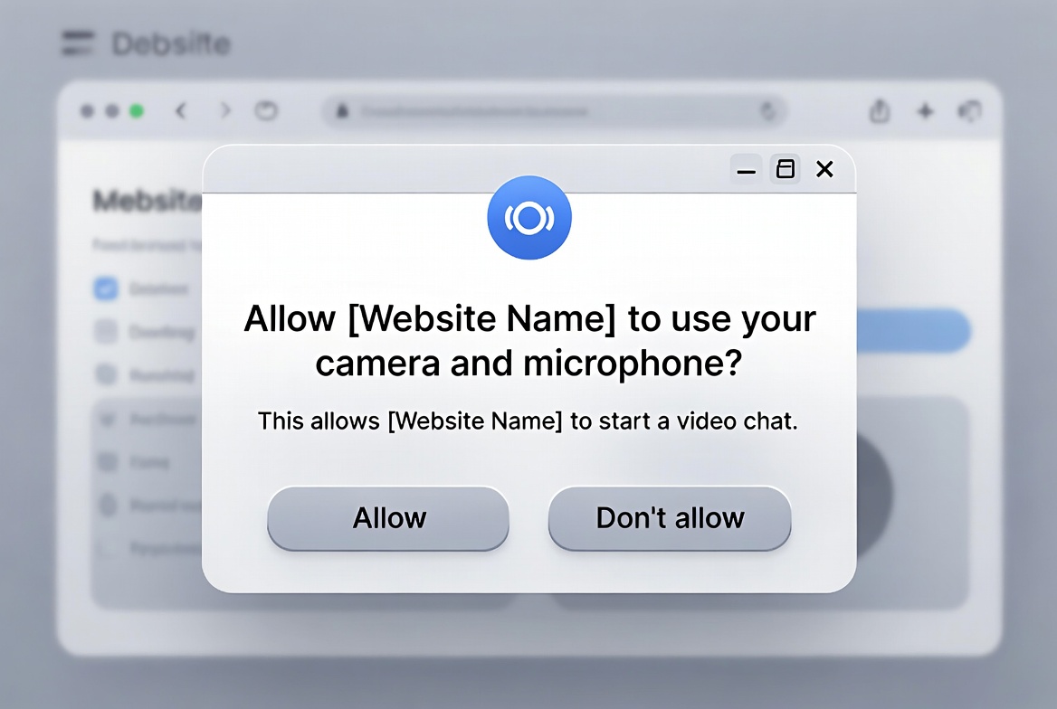 Browser popup asking to allow camera access for video chat