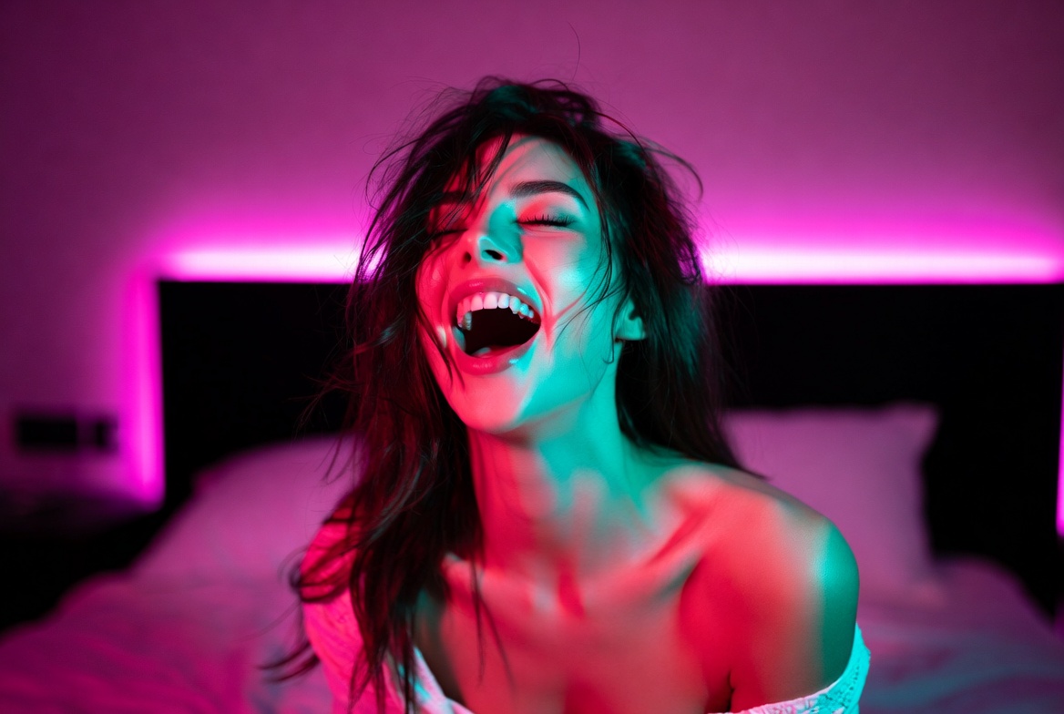 Laughing together during random cam2cam chat