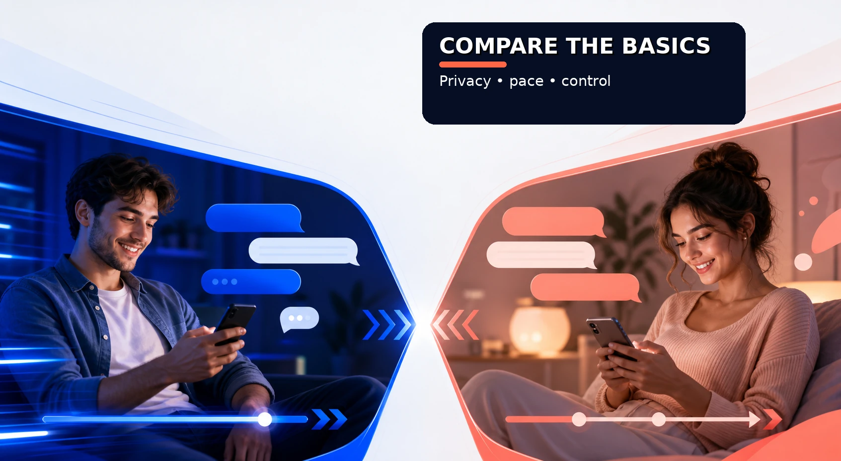 Two random chat platforms compared by privacy pace and control