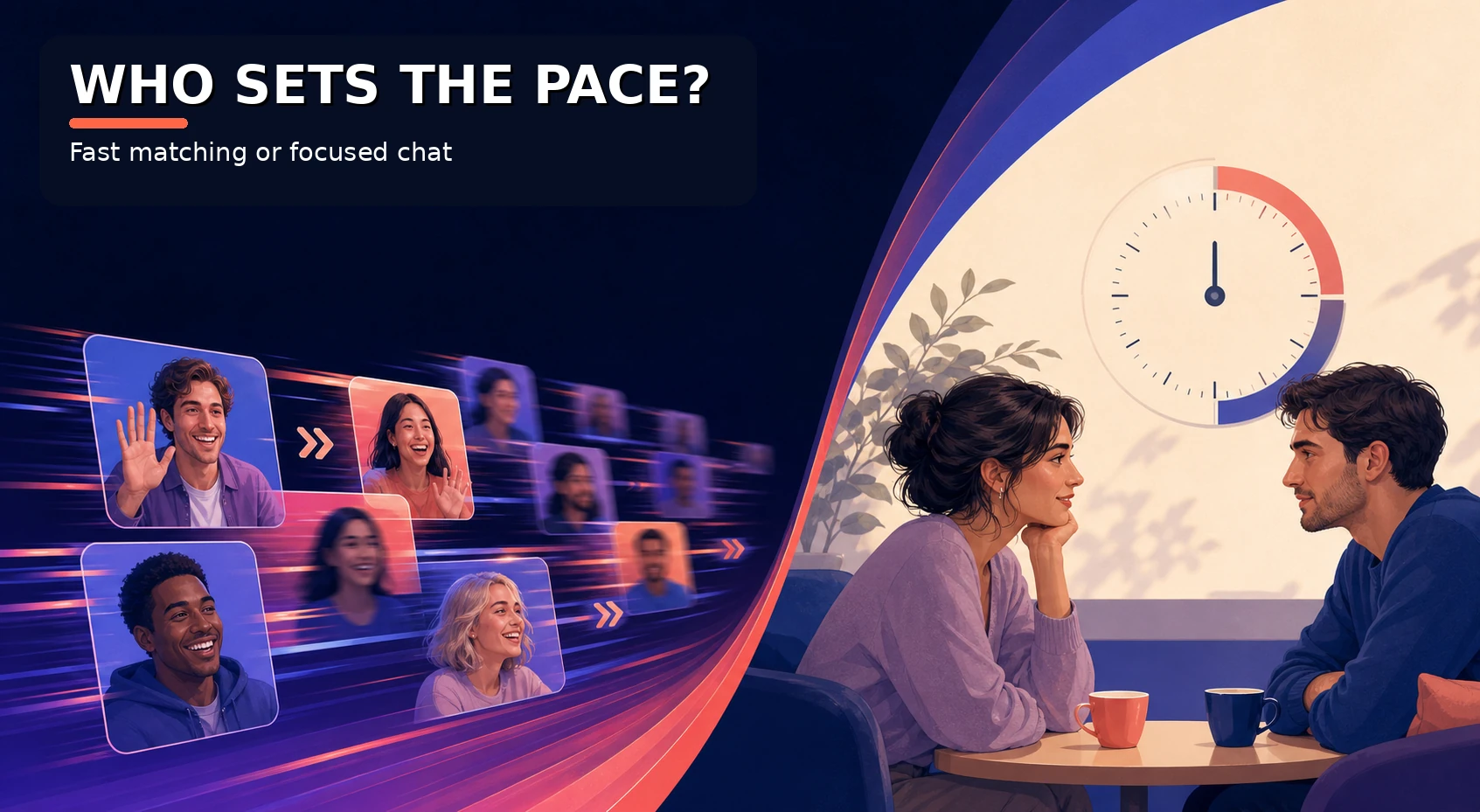 Fast matching and focused conversation pace compared