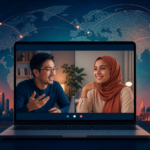 Two adults from different cultures having a respectful online conversation